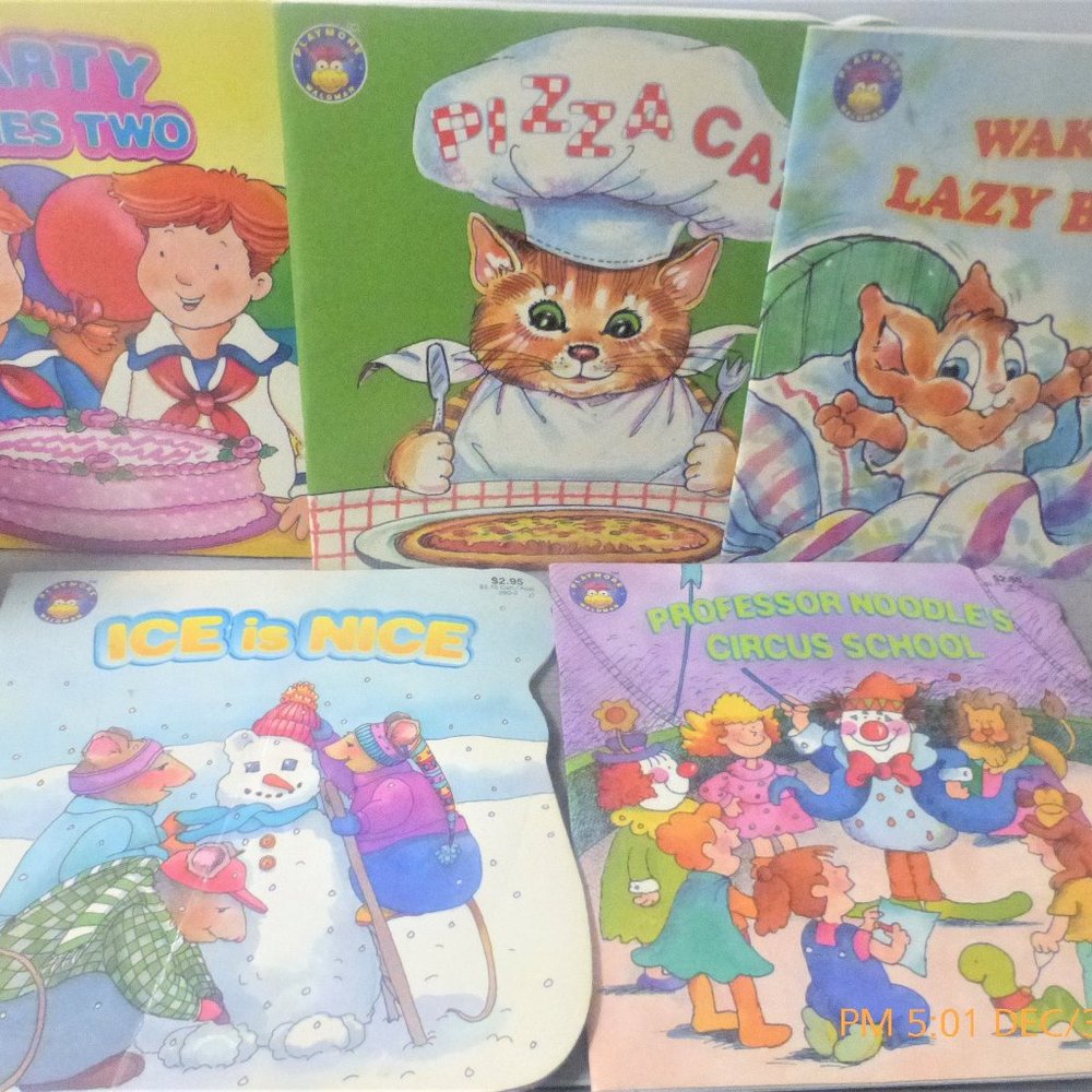 MC2 5x 1999 Waldman PLAYMORE BOOKS Pizza Cat Party Ice is Nice Circus Lazy Bones